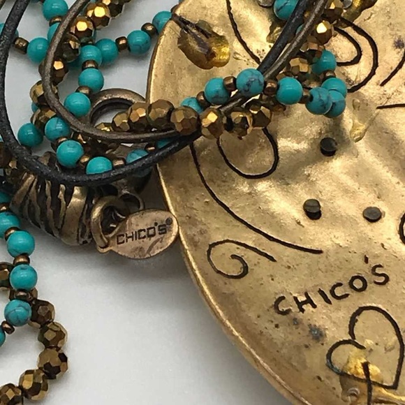 Chicos multi strand hammered metal boho Vintage necklace- this is classic! - Picture 3 of 4